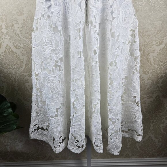 Lulu's Size XS "Nora Lee" White Lace Dress Adj Straps Exposed Back Zip Pockets - Picture 9 of 16